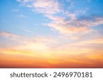 Beautiful , luxury soft gradient orange gold clouds and sunlight on the blue sky perfect for the background, take in everning,Twilight, Large size, high definition landscape photo