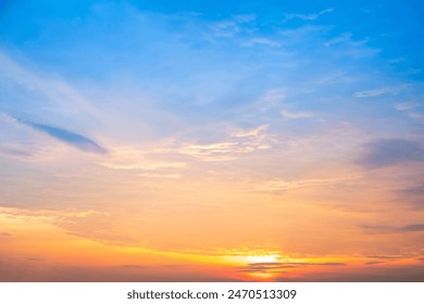 Beautiful , luxury soft gradient orange gold clouds and sunlight on the blue sky perfect for the background, take in everning,Twilight, Large size, high definition landscape photo - Powered by Shutterstock