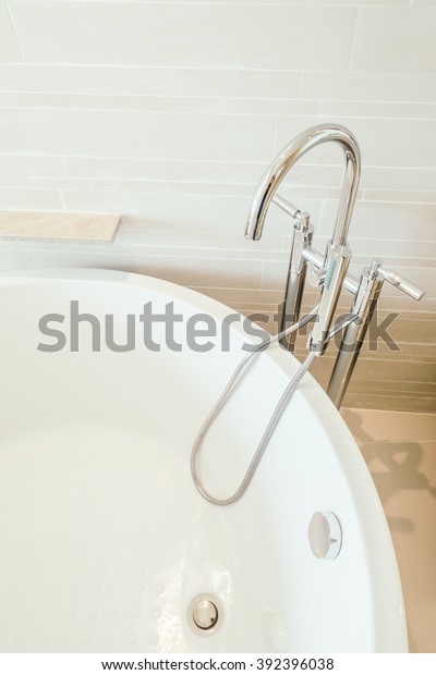 Beautiful Luxury White Bathtub Faucet Sink Stock Photo Edit Now
