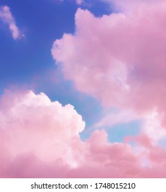 Beautiful magical pink afternoon sky and clouds