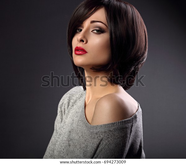 Beautiful Makeup Sexy Woman Short Hair Stock Photo Edit Now