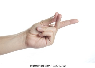 Beautiful Man Hand For Snap Feeling On White Background, Isolated