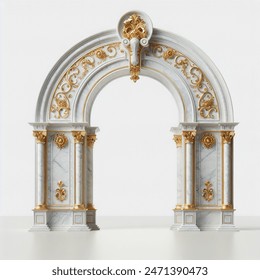 Beautiful marble luxury arch with gold isolated