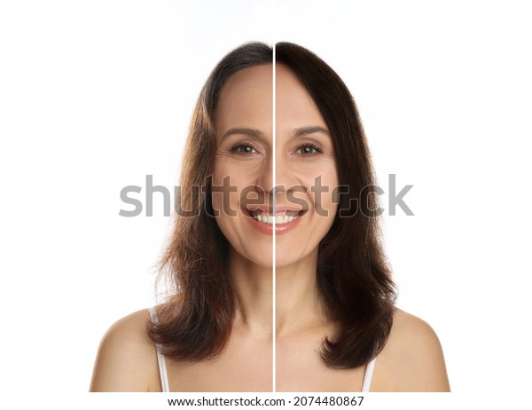 Beautiful Mature Woman Before After Hair库存照片2074480867 Shutterstock