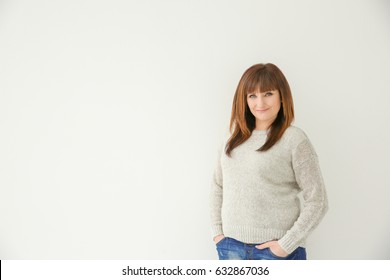 Beautiful Mature Woman On White Background