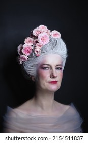 Beautiful Mature Woman With Vintage Powdered Hairdo 