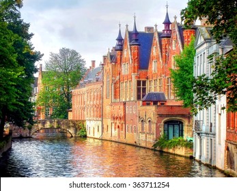 Beautiful Medieval Landmark In The City Of Bruges, Belgium