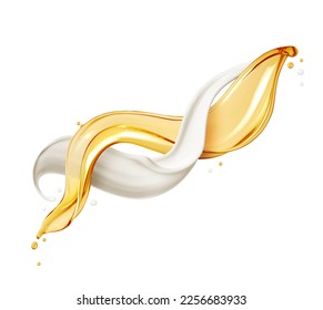 Beautiful milk and oily splashes isolated on a white background