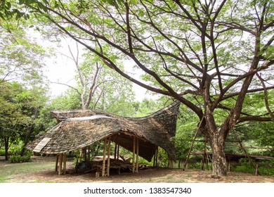 Beautiful Mini Bamboo House In Forest.