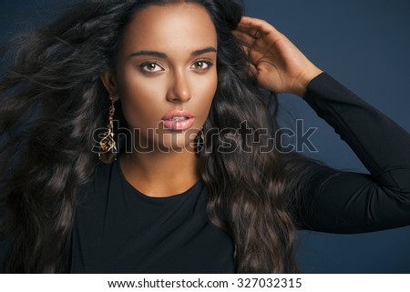 Beautiful Model Elegant Hairstyle Glamorous Jewelry Stock
