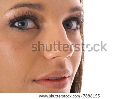 beautiful model face upclose side