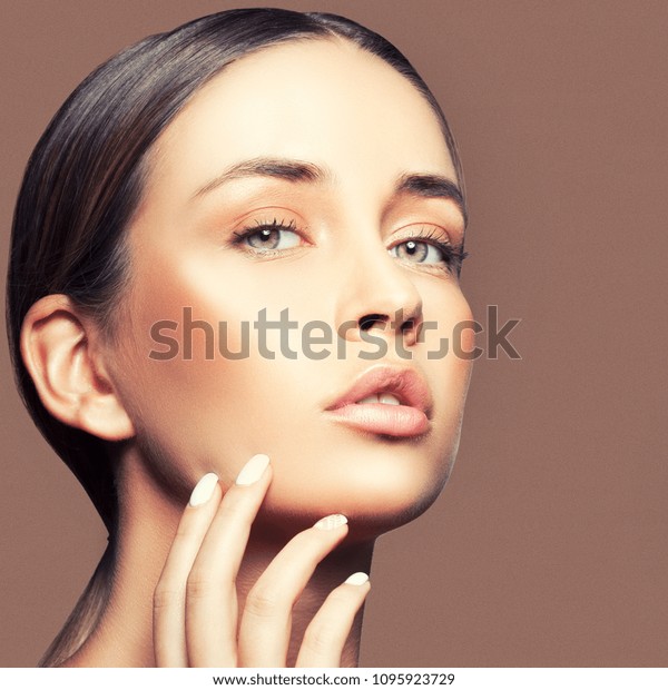 Beautiful Model Girl Beauty Face Hand Stock Photo Edit Now