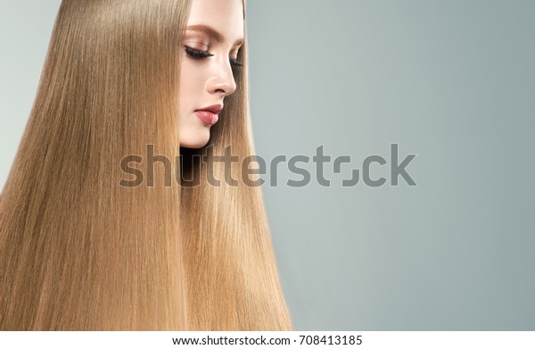 Beautiful Model Girl Shiny Blonde Straight Stock Photo Edit Now