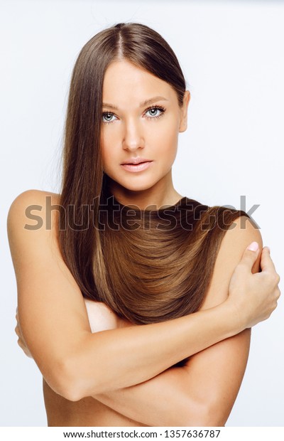 Beautiful Model Girl Shiny Brown Straight Stock Photo Shutterstock