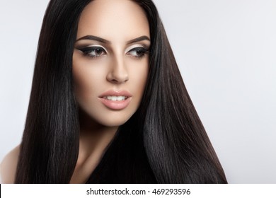 Beautiful Model Girl Smooth Dark Hair Stock Photo 469293596 | Shutterstock