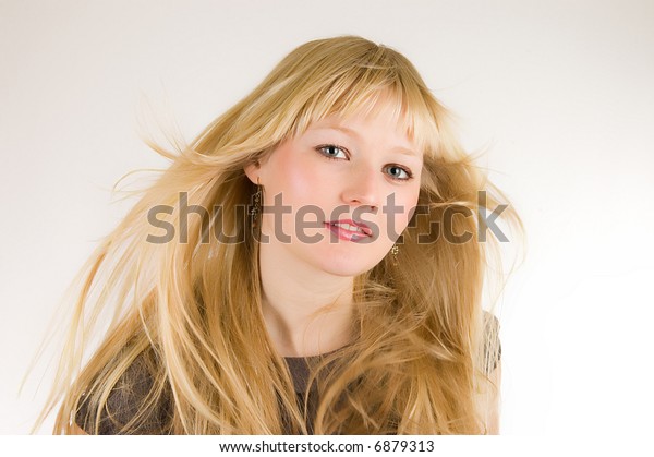 Beautiful Model Her Hair Weaving Wind Stock Photo Edit Now 6879313