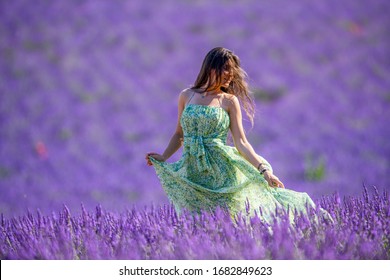 beautiful model poses among the lavender fields in Valensole France