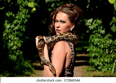 beautiful model with a snake