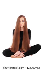 beautiful model with very long hair