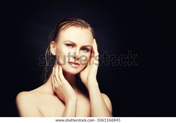 Beautiful Model Woman Natural Makeup Hold Stock Photo Edit Now