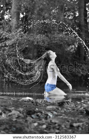 Similar – Image, Stock Photo Woman gets out of the pool