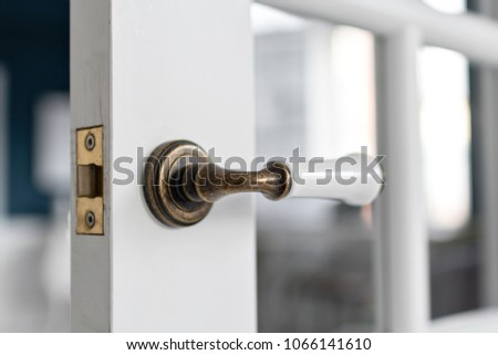 Beautiful Modern Door Knob Open Wooden Stock Photo Edit Now
