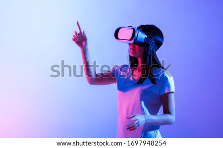 Similar – Image, Stock Photo woman with glasses of virtual reality