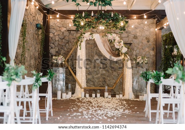Beautiful Modern Hexagon Wedding Arch Unique Stock Photo Edit Now
