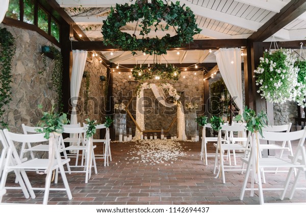 Beautiful Modern Hexagon Wedding Arch Unique Stock Photo Edit Now