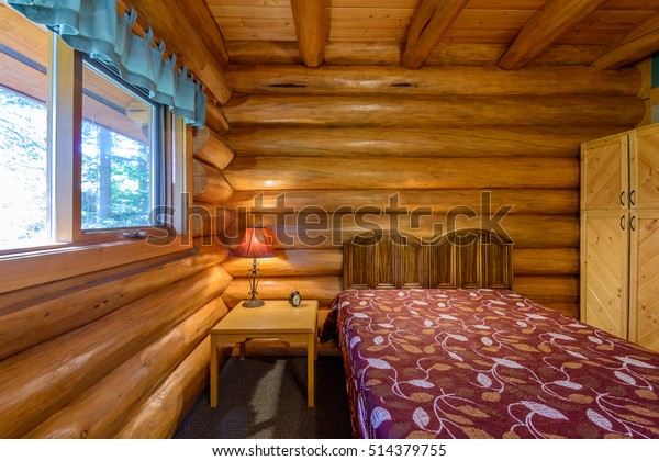 Beautiful Modern Home Log Cabin Bedroom Stock Photo Edit Now