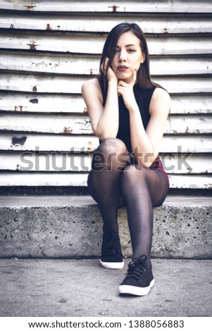 Similar – Young girl posing outdoor