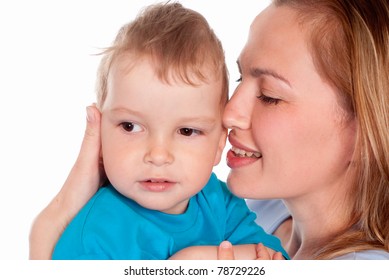 Beautiful Mom Her Son On White Stock Photo 78729226 Shutterstock image pic