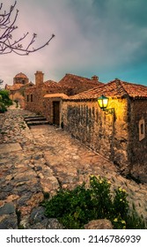 Beautiful Monemvasia Castle At Blue Hour 