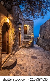 Beautiful Monemvasia Castle At Blue Hour