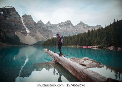 Beautiful Moraine Lake in Canada. And beautiful mountains behind lake. - Shutterstock ID 1574662696