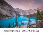 Beautiful Moraine Lake at sunrise in Banff National Park, Alberta, Canada