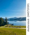 Beautiful morning at the Lake Placid in the Adirondacks national park, New York State.