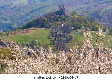 Beautiful Morning Landscape. View Of Calvary In Banska Stiavnica, UNESCO, Slovakia. Spring Colors.