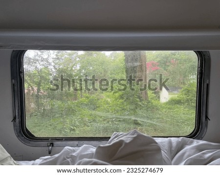 Beautiful Morning out the window ot the airstream camping