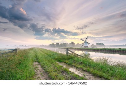 Beautiful Morning Over Charming Windmill By Stock Photo 1464439502 ...