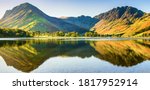 Beautiful morning panorama 
 of Buttermere lake in the Lake District. England