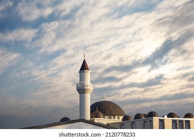 Beautiful Mosque Amid Sunset Sun