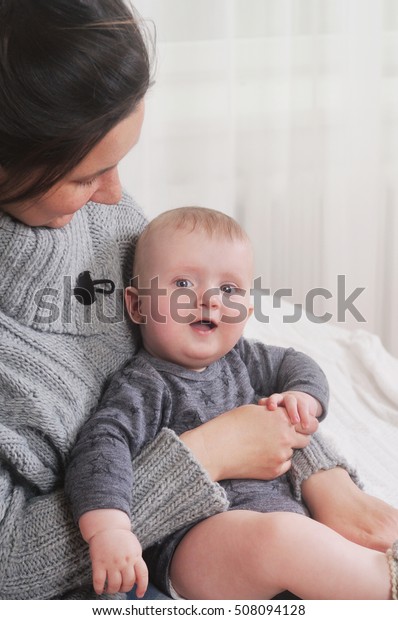 Beautiful Mother Holding Baby Boy Mom Stock Photo Edit Now 508094128