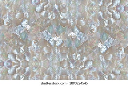 Beautiful Mother Of Pearl Texture In Hexagon Pattern