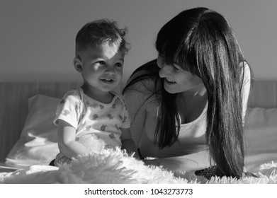 Beautiful Mother Smiles Her Son Stock Photo 1043273773 | Shutterstock