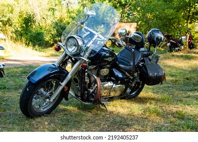 Beautiful Motorcycle Cruiser On A Sunny Day. Tourism Concept. Summer Moto Open Air Festival - Lida, Belarus: August 29, 2017.
