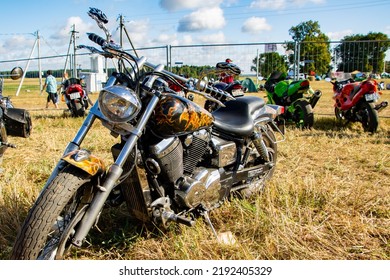 Beautiful Motorcycle Cruiser On A Sunny Day. Tourism Concept. Summer Moto Open Air Festival - Lida, Belarus: August 29, 2017.