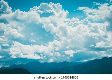 The beautiful mountain and blue sky with white cloudy at the north of Thailand, Vacation in a holiday, Travel around the world concept.