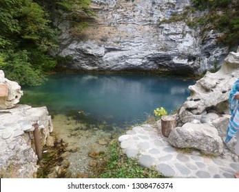 Beautiful mountain lake. Blue lagoon mountain lake. Mountain lakes in Abkhazia. We travel around Abkhazia. Rest in Abkhazia.