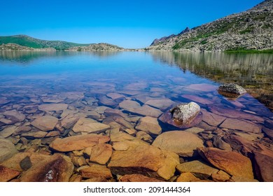 Beautiful Mountain Lake In The Ergaki Nature Reserve, Siberia, Russia